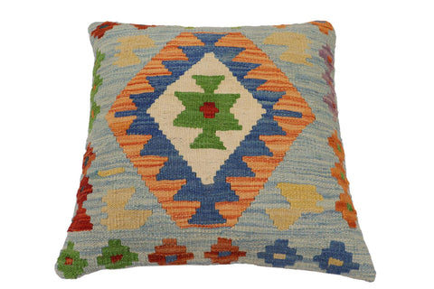 handmade Traditional Pillow Blue Rust Hand-Woven SQUARE 100% WOOL Hand woven turkish pillow2 x 2