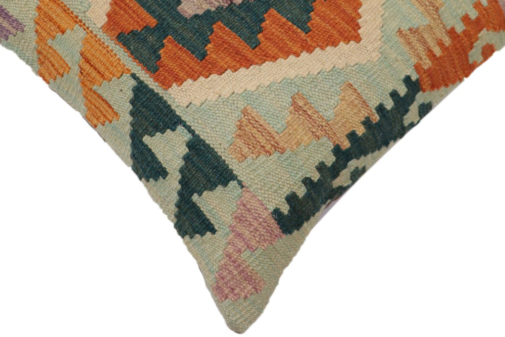 handmade Traditional Pillow Blue Rust Hand-Woven SQUARE 100% WOOL Hand woven turkish pillow2' x 2'