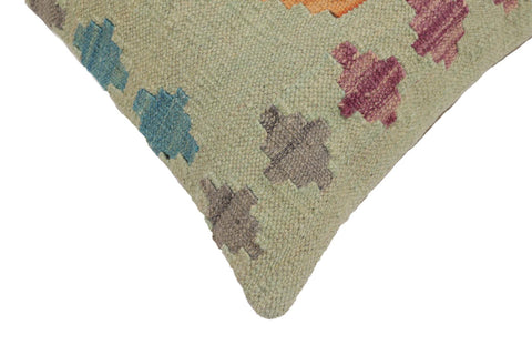 handmade Traditional Pillow Blue Orange Hand-Woven SQUARE 100% WOOL Hand woven turkish pillow2 x 2