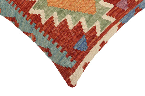 handmade Traditional Pillow Rust Blue Hand-Woven SQUARE 100% WOOL Hand woven turkish pillow2 x 2