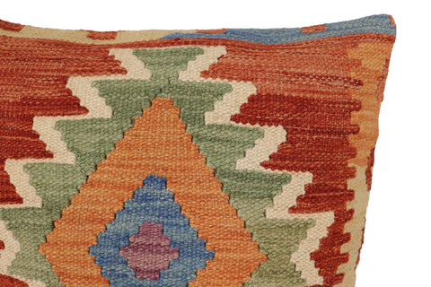 handmade Traditional Pillow Rust Blue Hand-Woven SQUARE 100% WOOL Hand woven turkish pillow2 x 2