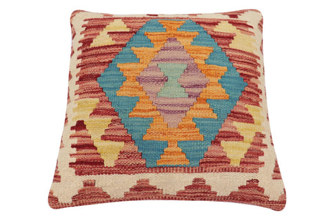 handmade Traditional Pillow Red Blue Hand-Woven SQUARE 100% WOOL Hand woven turkish pillow2 x 2