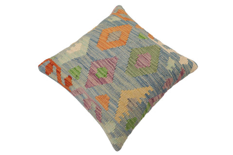 handmade Traditional Pillow Blue Rust Hand-Woven SQUARE 100% WOOL Hand woven turkish pillow2 x 2