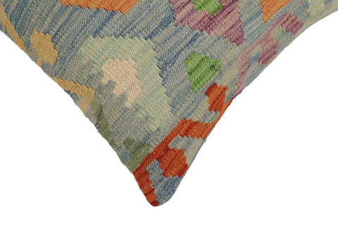handmade Traditional Pillow Blue Rust Hand-Woven SQUARE 100% WOOL Hand woven turkish pillow2 x 2