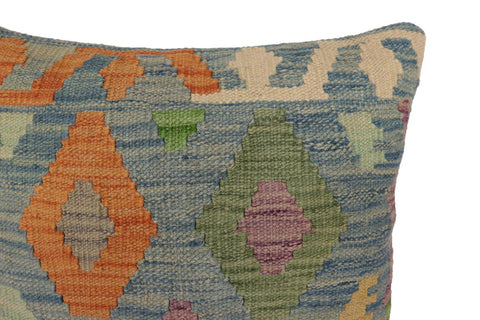 handmade Traditional Pillow Blue Rust Hand-Woven SQUARE 100% WOOL Hand woven turkish pillow2 x 2
