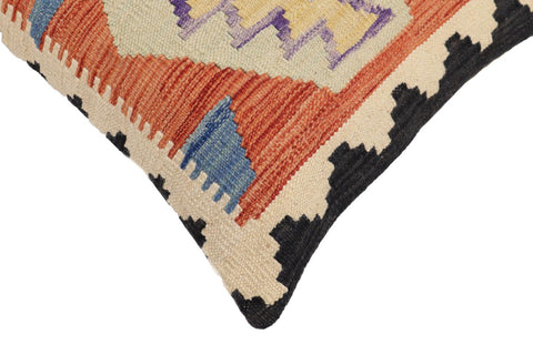 handmade Traditional Pillow Rust Blue Hand-Woven SQUARE 100% WOOL Hand woven turkish pillow2 x 2