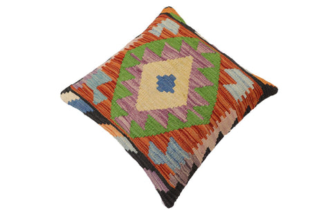 handmade Traditional Pillow Rust Blue Hand-Woven SQUARE 100% WOOL Hand woven turkish pillow2 x 2