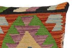 handmade Traditional Pillow Rust Blue Hand-Woven SQUARE 100% WOOL Hand woven turkish pillow2' x 2'