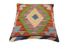 handmade Traditional Pillow Rust Blue Hand-Woven SQUARE 100% WOOL Hand woven turkish pillow2' x 2'