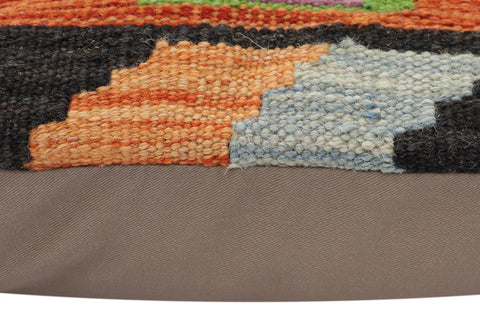 handmade Traditional Pillow Rust Blue Hand-Woven SQUARE 100% WOOL Hand woven turkish pillow2 x 2