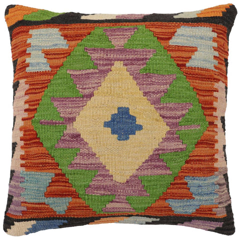 handmade Traditional Pillow Rust Blue Hand-Woven SQUARE 100% WOOL Hand woven turkish pillow2 x 2