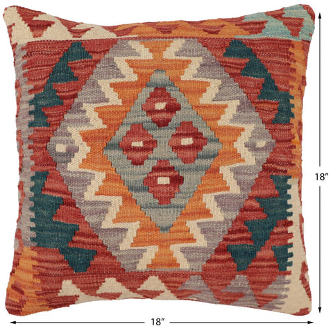 handmade Traditional Pillow Red Rust Hand-Woven SQUARE 100% WOOL Hand woven turkish pillow2 x 2