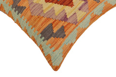 handmade Traditional Pillow Rust Blue Hand-Woven SQUARE 100% WOOL Hand woven turkish pillow2' x 2'