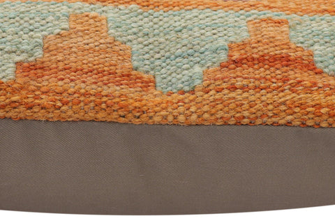 handmade Traditional Pillow Rust Blue Hand-Woven SQUARE 100% WOOL Hand woven turkish pillow2 x 2
