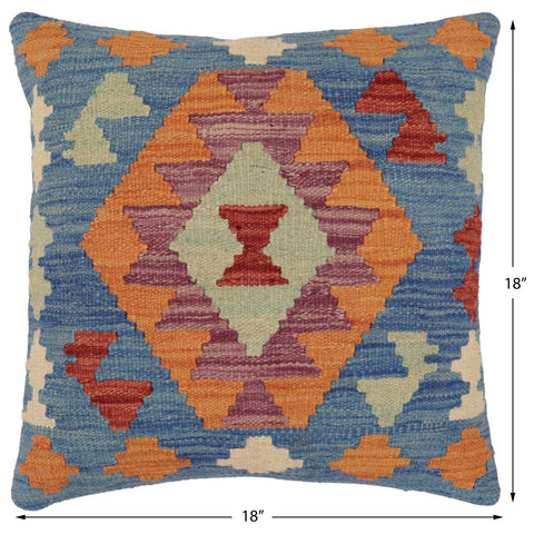 handmade Traditional Pillow Blue Red Hand-Woven SQUARE 100% WOOL Hand woven turkish pillow2 x 2
