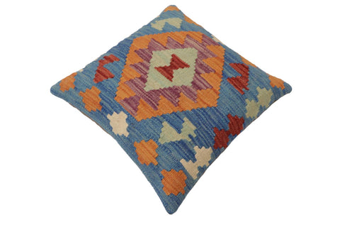 handmade Traditional Pillow Blue Red Hand-Woven SQUARE 100% WOOL Hand woven turkish pillow2 x 2