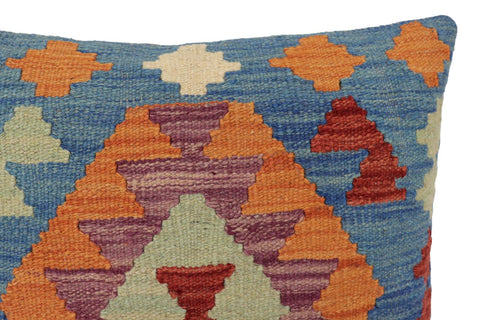 handmade Traditional Pillow Blue Red Hand-Woven SQUARE 100% WOOL Hand woven turkish pillow2 x 2