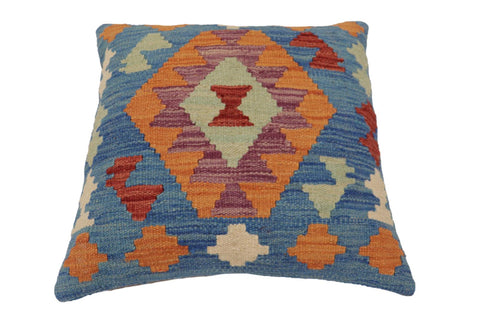 handmade Traditional Pillow Blue Red Hand-Woven SQUARE 100% WOOL Hand woven turkish pillow2 x 2