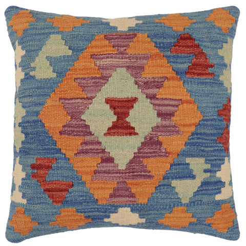 handmade Traditional Pillow Blue Red Hand-Woven SQUARE 100% WOOL Hand woven turkish pillow2 x 2