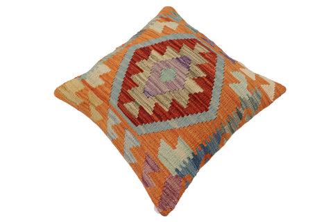 handmade Traditional Pillow Rust Blue Hand-Woven SQUARE 100% WOOL Hand woven turkish pillow2 x 2