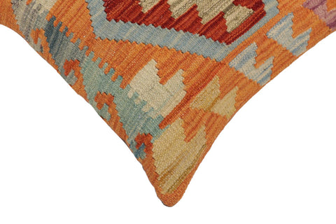 handmade Traditional Pillow Rust Blue Hand-Woven SQUARE 100% WOOL Hand woven turkish pillow2 x 2