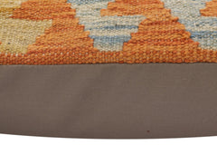 handmade Traditional Pillow Rust Blue Hand-Woven SQUARE 100% WOOL Hand woven turkish pillow2' x 2'