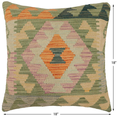 handmade Traditional Pillow Blue Green Hand-Woven SQUARE 100% WOOL Hand woven turkish pillow2 x 2