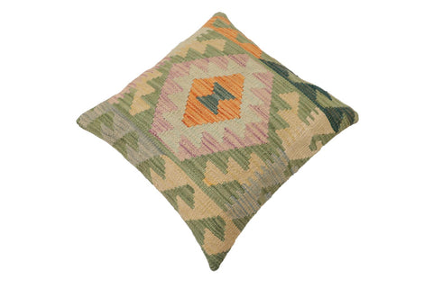 handmade Traditional Pillow Blue Green Hand-Woven SQUARE 100% WOOL Hand woven turkish pillow2 x 2