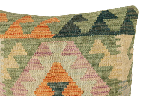 handmade Traditional Pillow Blue Green Hand-Woven SQUARE 100% WOOL Hand woven turkish pillow2 x 2
