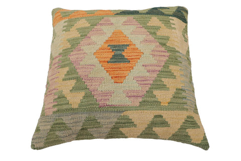 handmade Traditional Pillow Blue Green Hand-Woven SQUARE 100% WOOL Hand woven turkish pillow2 x 2