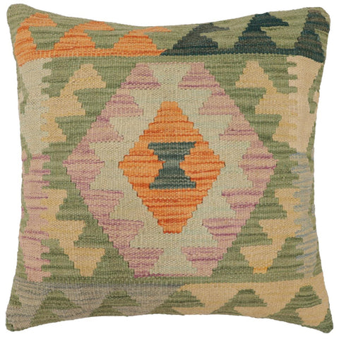 handmade Traditional Pillow Blue Green Hand-Woven SQUARE 100% WOOL Hand woven turkish pillow2 x 2