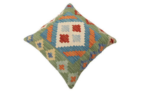 handmade Traditional Pillow Blue Green Hand-Woven SQUARE 100% WOOL Hand woven turkish pillow2 x 2