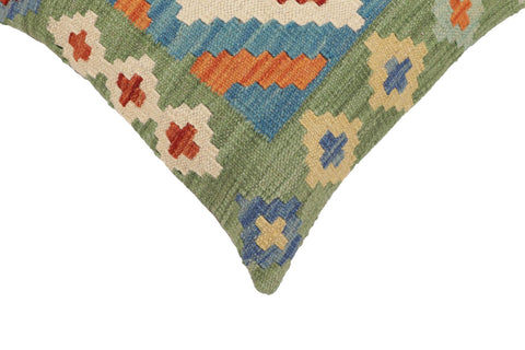 handmade Traditional Pillow Blue Green Hand-Woven SQUARE 100% WOOL Hand woven turkish pillow2 x 2