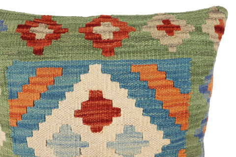 handmade Traditional Pillow Blue Green Hand-Woven SQUARE 100% WOOL Hand woven turkish pillow2 x 2