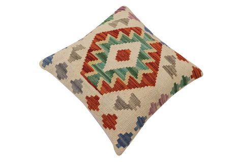 handmade Traditional Pillow Beige Rust Hand-Woven SQUARE 100% WOOL Hand woven turkish pillow2 x 2