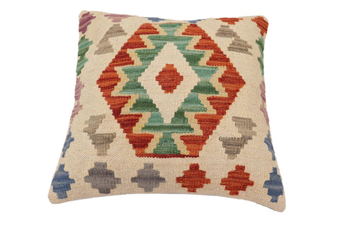 handmade Traditional Pillow Beige Rust Hand-Woven SQUARE 100% WOOL Hand woven turkish pillow2 x 2