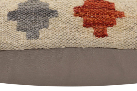 handmade Traditional Pillow Beige Rust Hand-Woven SQUARE 100% WOOL Hand woven turkish pillow2 x 2