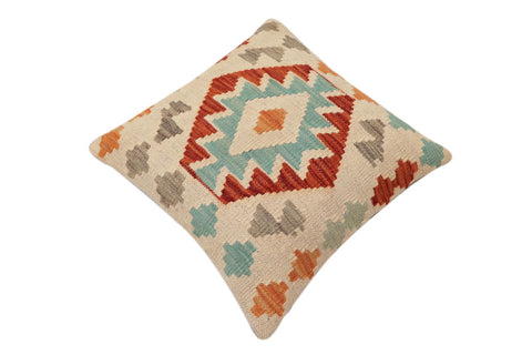 handmade Traditional Pillow Beige Rust Hand-Woven SQUARE 100% WOOL Hand woven turkish pillow2 x 2
