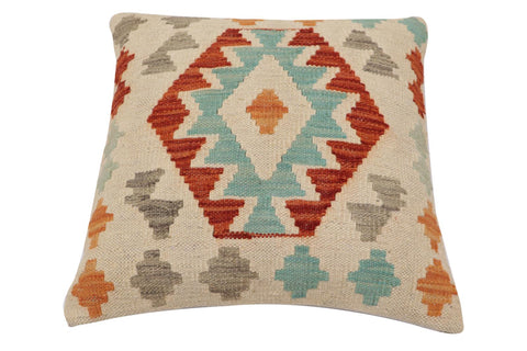handmade Traditional Pillow Beige Rust Hand-Woven SQUARE 100% WOOL Hand woven turkish pillow2 x 2