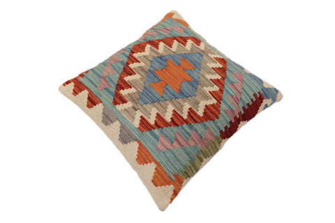 handmade Traditional Pillow Rust Blue Hand-Woven SQUARE 100% WOOL Hand woven turkish pillow2 x 2