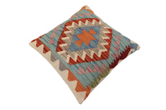 handmade Traditional Pillow Rust Blue Hand-Woven SQUARE 100% WOOL Hand woven turkish pillow2' x 2'