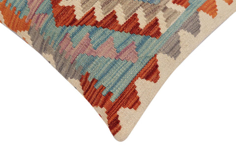 handmade Traditional Pillow Rust Blue Hand-Woven SQUARE 100% WOOL Hand woven turkish pillow2 x 2