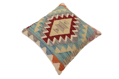 handmade Traditional Pillow Red Blue Hand-Woven SQUARE 100% WOOL Hand woven turkish pillow2 x 2