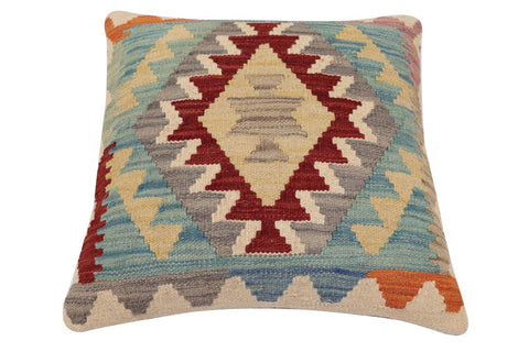 handmade Traditional Pillow Red Blue Hand-Woven SQUARE 100% WOOL Hand woven turkish pillow2 x 2