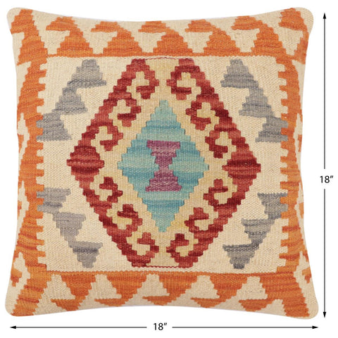 handmade Traditional Pillow Red Beige Hand-Woven SQUARE 100% WOOL Hand woven turkish pillow2 x 2