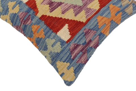 handmade Traditional Pillow Blue Rust Hand-Woven SQUARE 100% WOOL Hand woven turkish pillow2 x 2