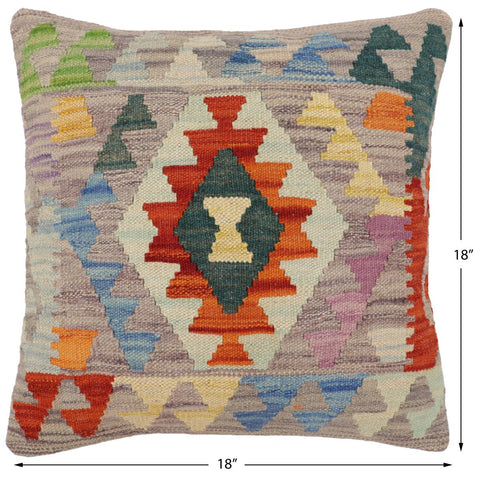 handmade Traditional Pillow Rust Blue Hand-Woven SQUARE 100% WOOL Hand woven turkish pillow2 x 2