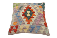 handmade Traditional Pillow Rust Blue Hand-Woven SQUARE 100% WOOL Hand woven turkish pillow2' x 2'