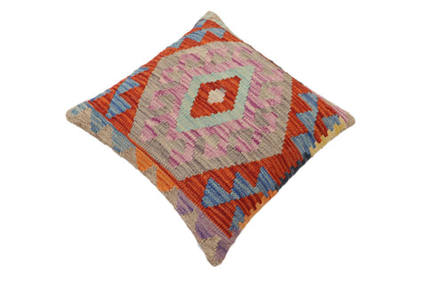 handmade Traditional Pillow Rust Blue Hand-Woven SQUARE 100% WOOL Hand woven turkish pillow2 x 2