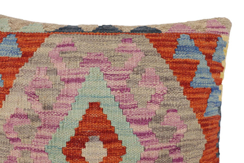 handmade Traditional Pillow Rust Blue Hand-Woven SQUARE 100% WOOL Hand woven turkish pillow2 x 2